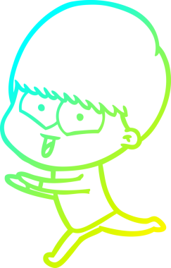 Bir çizgi film karakteri çizen soğuk çizgi bir insan tarafından çizilmiş mutlu çocuk.