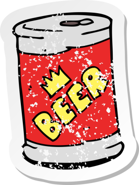 Bir insan tarafından çizilmiş karikatür bira kutusunun gerilimli yapıştırması.