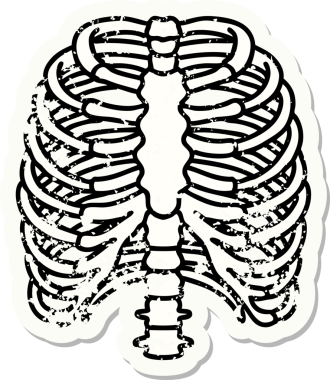 Bir insan tarafından çizilmiş geleneksel bir göğüs kafesi stili dövmesi.