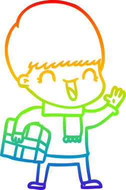 gökkuşağı gradyanı çizimi bir insan tarafından çizilmiş mutlu bir çizgi film çocuğu