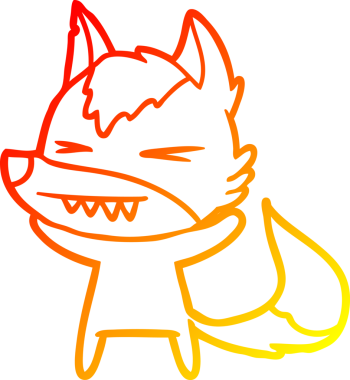 Bir insan tarafından çizilmiş kızgın bir kurt çizgi karakteri.