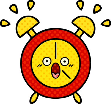 bir insan tarafından çizilmiş bir çalar saatin çizgi roman tarzı