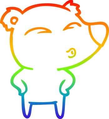 gökkuşağı gradyan çizgi çizimi bir insan tarafından çizilmiş bir karikatür ıslık ayı