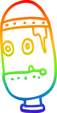 gökkuşağı gradyan çizgi çizimi bir insan tarafından çizilmiş eski bir robot kafası