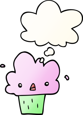 Düşünce baloncuklu çizgi film keki bir insan tarafından çizilmiş.