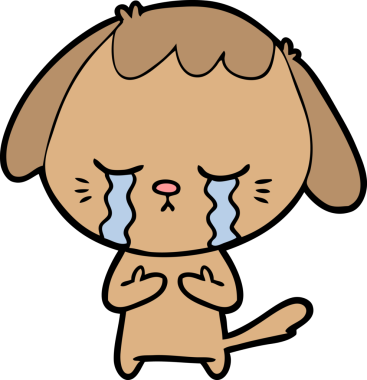 Bir insan tarafından çizilmiş ağlayan bir köpek.