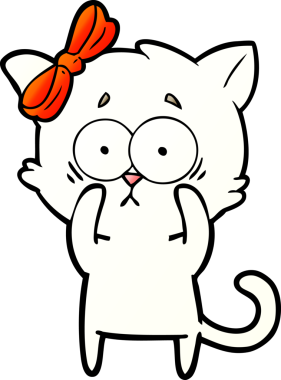 Bir insan tarafından çizilmiş çizgi film kedisi.