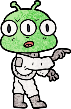 Bir insan tarafından çizilmiş üç gözlü uzaylı çizgi filmi.