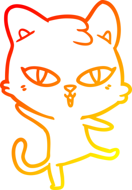 Bir insan tarafından çizilmiş çizgi film kedisinin sıcak çizgi çizimi