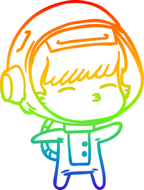 gökkuşağı gradyan çizimi bir insan tarafından çizilmiş meraklı astronot çizgi