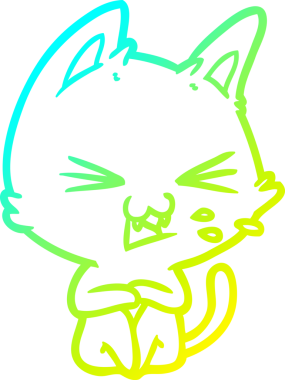 Bir insan tarafından çizilen çizgi film kedisinin soğuk gradyan çizimi