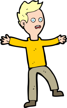 Çizgi film bir insan tarafından çizilmiş ürkmüş çocuk.