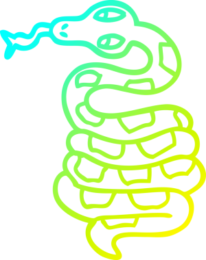 Bir insan tarafından çizilen zehirli yılanın soğuk çizgi çizimi.