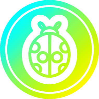 Sevimli uğurböceği simgesi, bir insan tarafından çizilmiş havalı gradyan bitiş