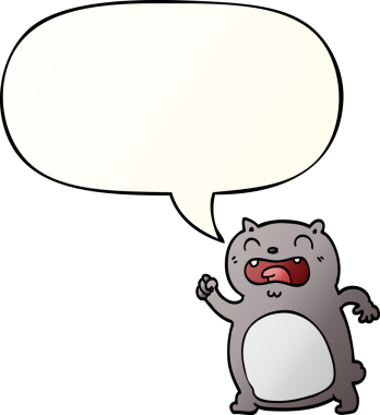 bir insan tarafından çizilmiş yumuşak eğimli konuşma baloncuklu çizgi film kedisi