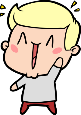 Bir insan tarafından çizilmiş heyecanlı bir çizgi film.