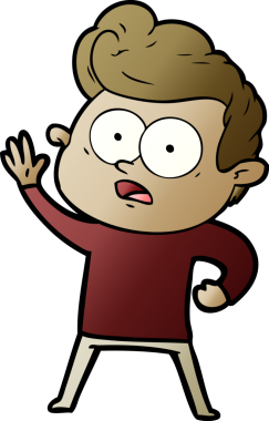 Bir insan tarafından çizilmiş çizgi film bakışlı adam.