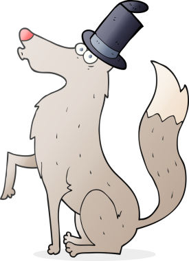 Bir insan tarafından çizilmiş serbest çizim bir karikatür kurt.