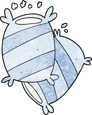 Bir insan tarafından çizilmiş çizgi film yastıkları.