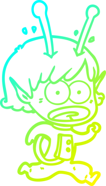 Bir çizgi film karakteri, bir insan tarafından çizilmiş soğuk gradyan çizimi.