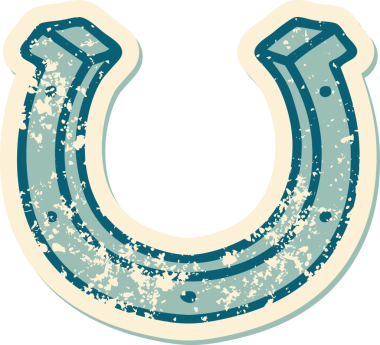 Bir insan tarafından çizilmiş at nalı simgesi dövmeli çıkartma.