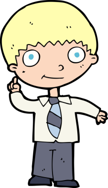 Bir insan tarafından çizilmiş bir fikri olan karikatür okulu çocuğu.