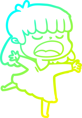 Bir insan tarafından yüksek sesle çizilmiş bir karikatür kadın çizimi.