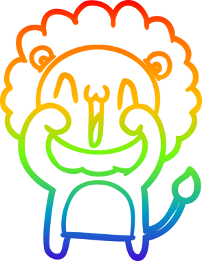 gökkuşağı gradyanı çizimi bir insan tarafından çizilmiş mutlu bir karikatür aslanı