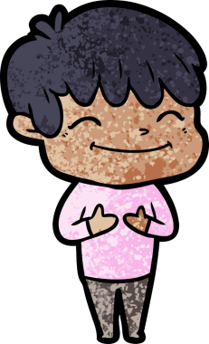 Bir insan tarafından çizilmiş mutlu çocuk çizgi filmi.