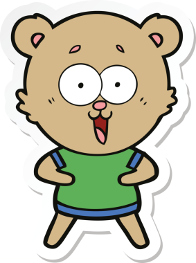 Bir insan tarafından çizilmiş gülen oyuncak ayının çıkartması.