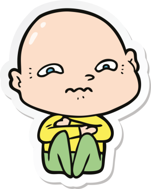 Bir insan tarafından çizilmiş gergin bir adamın çıkartması.