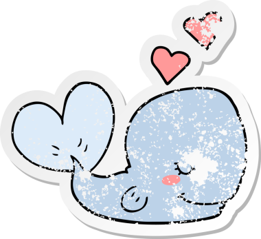 Bir insan tarafından çizilmiş aşık bir balinanın sıkıntılı çıkartması.