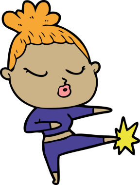 Bir insan tarafından çizilmiş sakin bir kadın çizgi filmi.