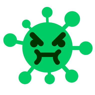 Bir insan tarafından çizilmiş kızgın bir virüs.