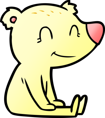 Oturan ayı çizgi filmi bir insan tarafından çizilmiş.