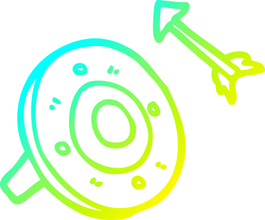 Bir çizgi film kalkanı ve bir insan tarafından çizilmiş bir ok.