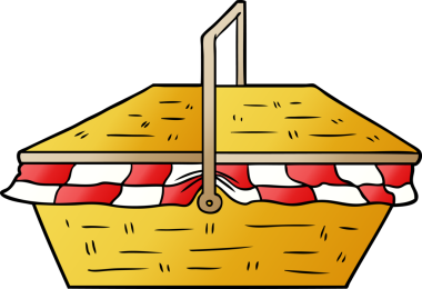 bir insan tarafından çizilmiş çizgi film piknik sepeti