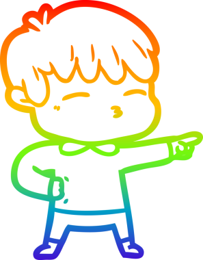 Gökkuşağı gradyanı çizimi Bir insan tarafından çizilmiş meraklı bir çocuk