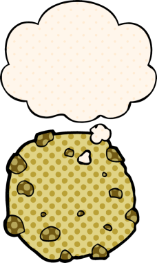 Çizgi roman tarzında bir insan tarafından çizilmiş düşünce balonlu çizgi film kurabiyesi.