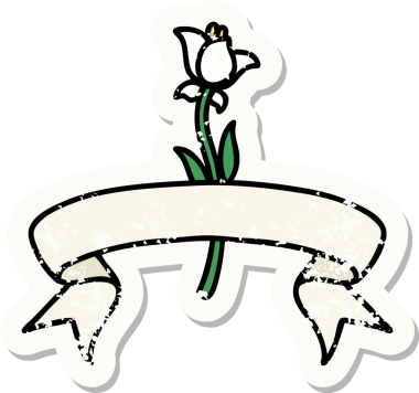 Bir insan tarafından çizilmiş nilüfer çiçeğinin bayrağı olan eski bir etiket.