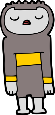 Bir insan tarafından çizilmiş çizgi film robotu