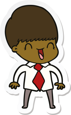 Bir insan tarafından çizilmiş mutlu bir çizgi film çocuğunun çıkartması.