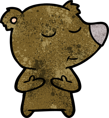 Bir insan tarafından çizilmiş mutlu çizgi film ayısı.