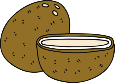 Bir insan tarafından çizilmiş garip Hindistan cevizi çizimi.