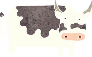 bir insan tarafından çizilmiş çizgi film ineği