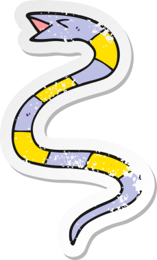 Bir insan tarafından çizilmiş çizgi film yılanının sıkıntılı çıkartması.