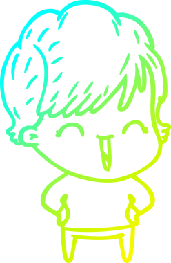 Bir insan tarafından çizilmiş gülen bir karikatür çizimi.