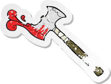 Bir insan tarafından çizilmiş çift taraflı baltanın gerilimli çıkartması.