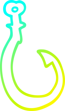 Bir insan tarafından çizilen büyük balık kancasının soğuk gradyan çizgisi.