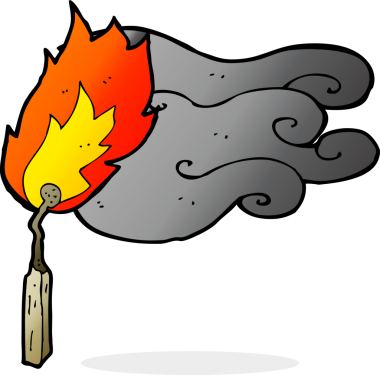 Bir insan tarafından çizilmiş karikatür alevli kibrit